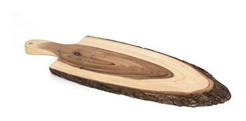 Lipper International Acacia Bark Serving Paddle Board With E