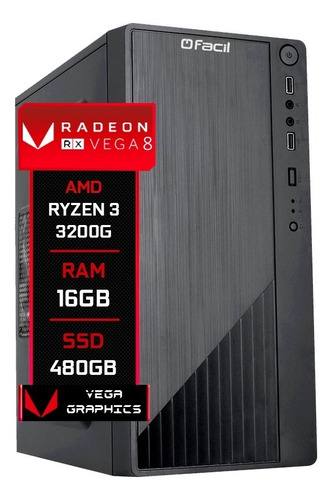 Computador Fácil Amd Ryzen 3 3200g Vega 8 8gb Ssd 128gb