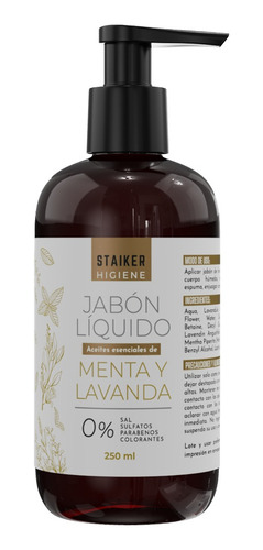 Jabón Liquido Suave Para Cara Y Cuerpo Con Menta Y Lavanda