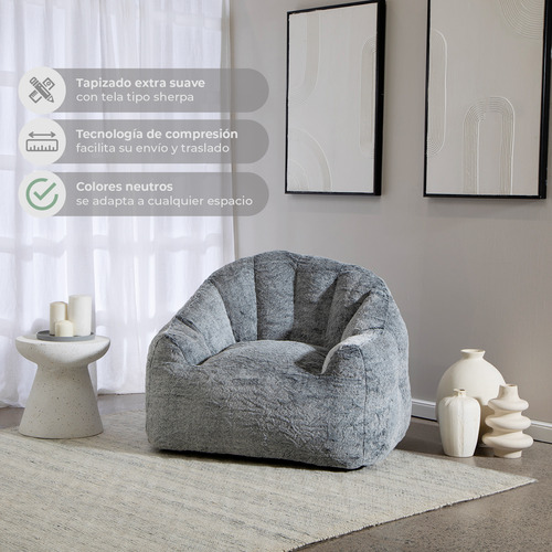 Sillón Pouf / Puff Relan Zilo De Sherpa Con Relleno
