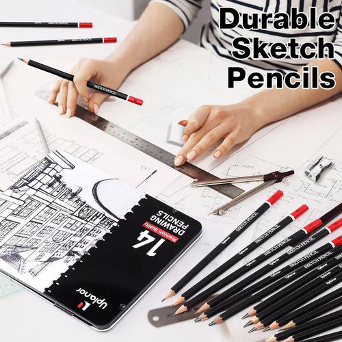 Set De 14 Lápices De Grafito Hb Lapices Para Dibujo Trazo Pencil Dingpai