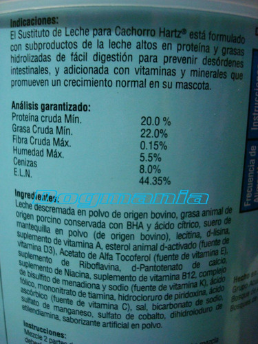Sustito De Leche En Polvo P/ Cachorros Hartz Biberon Gratis