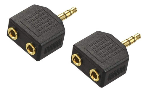 Vce 2-pack Chapado En Oro De 3,5 Mm Macho A Doble 1/8 Pulgad