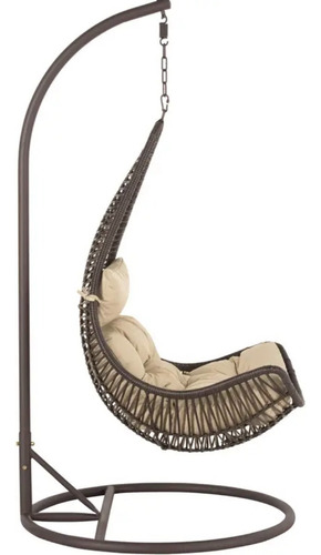 Silla Colagante Tipo Ratan Cebolla Exterior Jardin Color Café Rattan