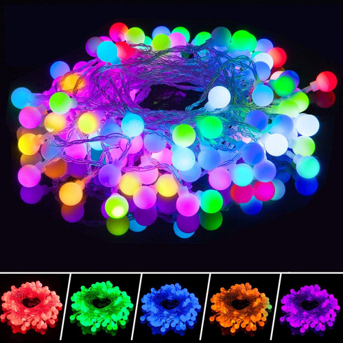 Qaca 100 Luces Led De Hadas De Bolas De Colores, Luces De Ha