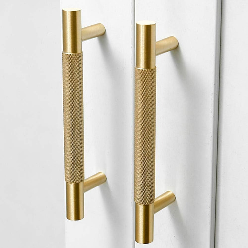 Manija Tirador Barral 96mm Set X2 Cajón Mueble Cocina Inox. Dorado Rayas