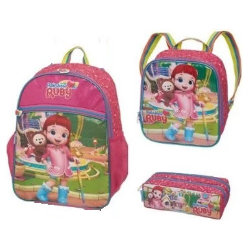 Mochila Lancheira Estojo Ruby Rainbow Ready To Shine Kit