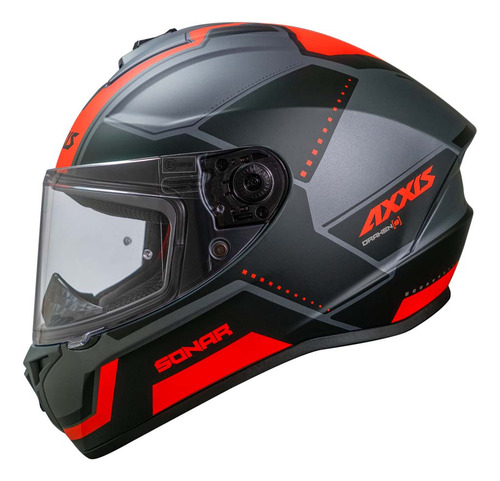 Casco De Moto Axxis Draken Sonar Rojo Fluor Mate