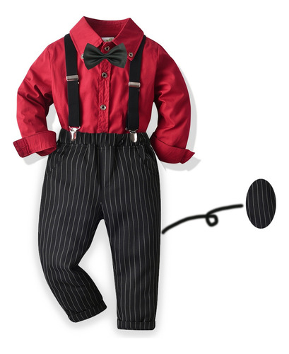 Camisa De Vestir Y Pantalones Con Tirantes Para Niños, Conju