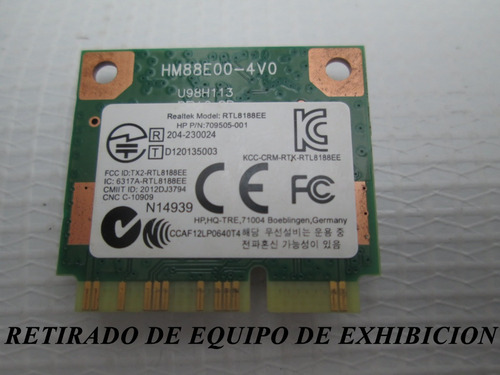 Tarjeta Wifi Wireless Hp 15 F272 Realtek Rtl8188ee Seminueva