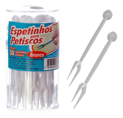 Garfinho Palito Petisco P/ Aperitivo Branco Com 50 Unidades