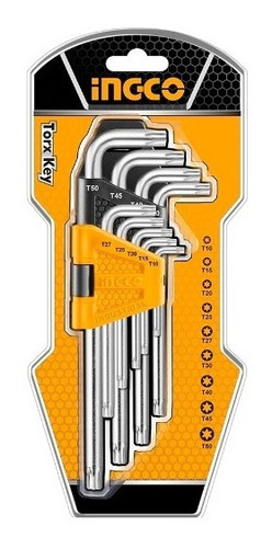 Llave Torx, 9 Pz, Calidad Industrial, Uso Rudo, Marca Ingco