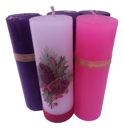 Juego Velas Adviento 15 X 5 Cm 5 Velas Lujo Cirio Navidad