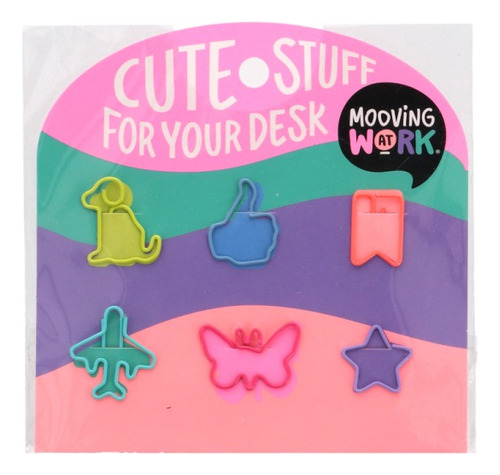 Pack 6 Clips Metalicos Mooving Formas Cute