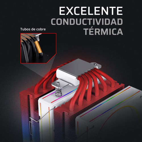 Enfriamiento De Aire Heliux Pro Hex50 Rgb 4 Pipas Tdp 220 W Led Negro