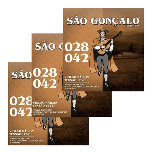 Kit C/ 3 Encordoamentos São Gonçalo 028-042 Nylon