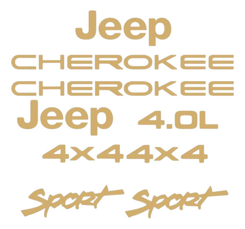 Kit Adesivo Jeep Cherokee Sport Dourado Resinado  Preta Dr2