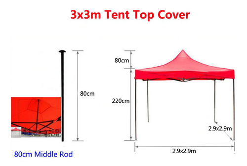 Cobertura Superior Do Toldo Para Tenda De Vermelho 1.9x1.9m