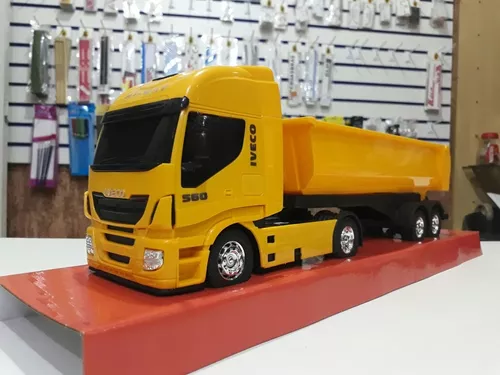 Carreta Brinquedo Miniatura Iveco Hi-way Basculante Caçamba