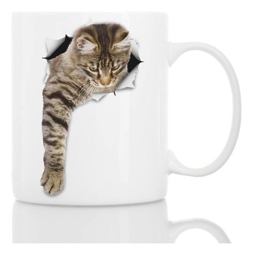 Taza De Café Con Diseño De Gato Atigrado, Divertida Taza De 