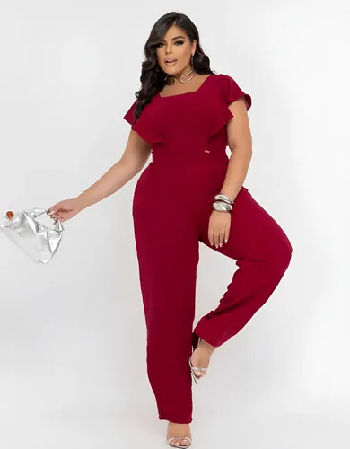 Macacão Longo Feminino Plus Size Sofisticado Festas Premium