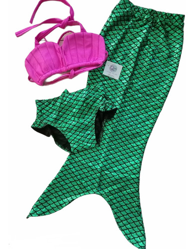Traje De Baño Sirenita Ariel Divino 3 Piezas Envío Inmediato
