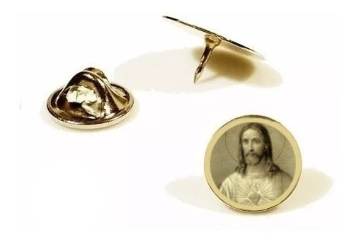 Pin, Botton ,broche Folheado A Ouro Sagrado Coração De Jesus