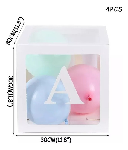 Set 4 Cubos Cajas Para Globos Baby Shower Candybar Decoració