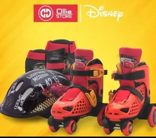 Patines 4 Ruedas Con Kit Accesorios Cars Disney