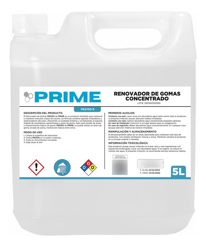 Renovador De Gomas Concentrado 5 Litros Prime 