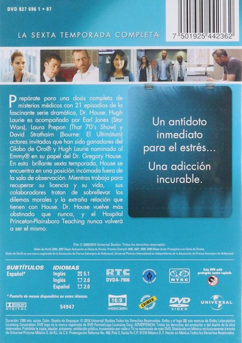 Doctor Dr House Sexta Temporada 6 Seis Dvd