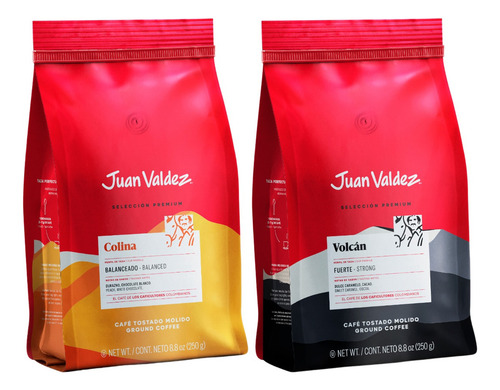 Café Juan Valdez 2 Pack Colina Y Volcan Molido 250g C/u