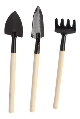 Imagen 3 de 10 de Set De Mini Palitas Y Rastrillo De Jardin 3 Pcs Jardineria