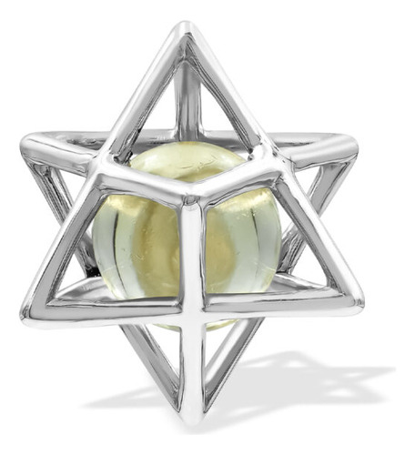 Dije De Plata Con Esfera De Citrino En Merkabah Pequeño Color Amarillo