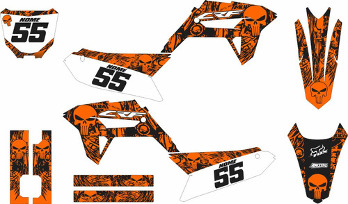 Kit Adesivo Moto Cross Trilha Crf 230 Biker R1de Caveira 