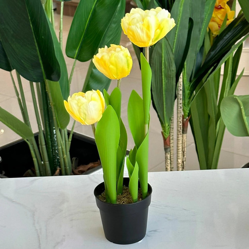 Planta Artificial  Flores Maceta Plástico A 34cm