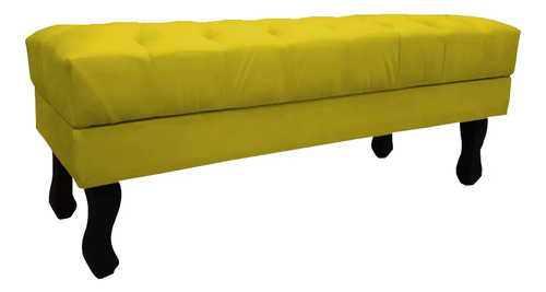 Recamier Baú Luis Xv Capitonê 1,00m Corino Amarelo