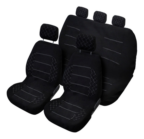 Imagen 1 de 7 de Cubre Asiento Universales Negro Con 5 Cabeceras
