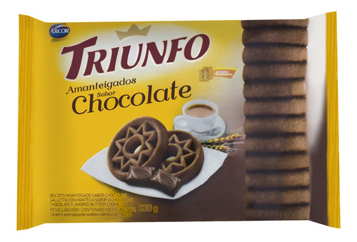 Biscoito Amanteigado Chocolate Arcor Triunfo Pacote 330g