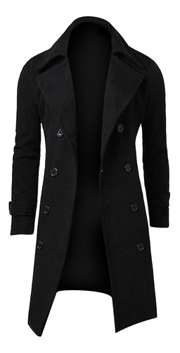 Abrigo Para Hombre Slim Elegante Trench Doble Botonadura Lar