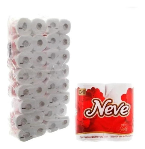 Fardo 64 Rolos Papel Higiênico Neve Folha Dupla Macio