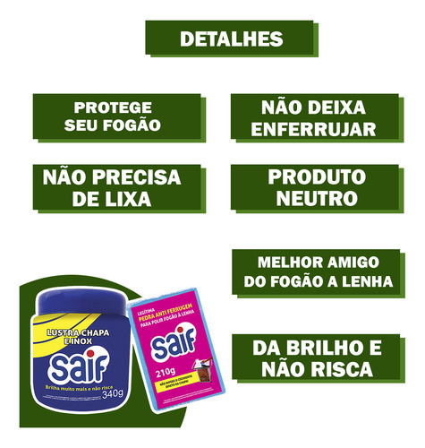 Kit Saif Pasta E Pedra De Polir E Lustra Chapa Fogão A Lenha