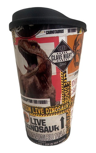 Vaso Plastico Tapa Café Jurassic World - Coketacoketo