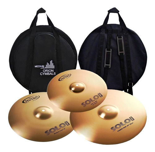 Set Pratos Orion Solo Pro 10 Com Bag 14'' 16'' 20'' Promoção