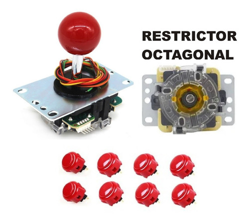 Palanca Tipo Sanwa Con Restrictor Octagonal+ 3 Botones