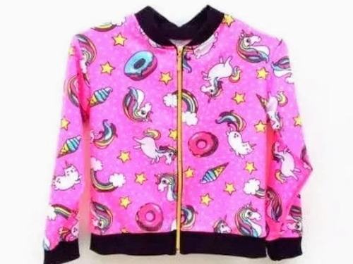 Casaco Jaqueta Blusa Bomber Infantil Unicórnio Do 4 Ao 12