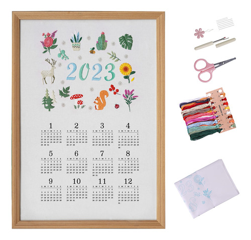 Bonroy Kit Bordado 2023 Calendario Pared Enero Diciembre X