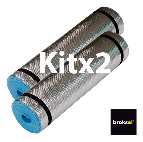 Imagen 2 de 9 de Aislante Termico Camping Kit X2 Carpa Bolsa De Dormir 180cm
