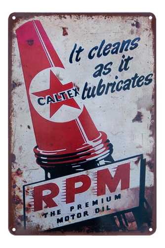 Cuadro Metalico  Vintage Diseño Caltex Rpm/ Runn.
