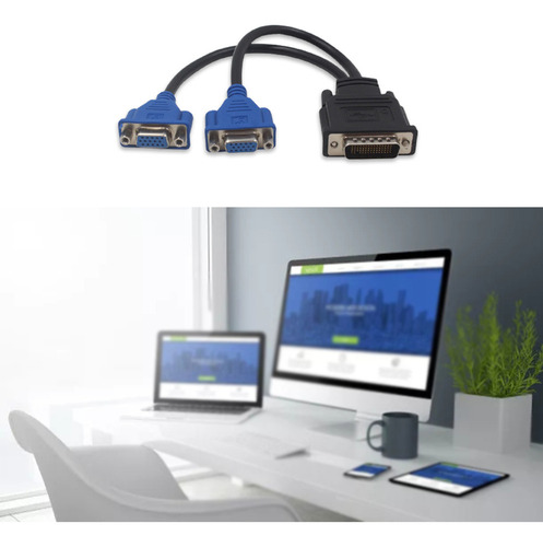 Cabo Adaptador Divisor Dms-59 Pin Para 2 Vga Reduzir A Perda